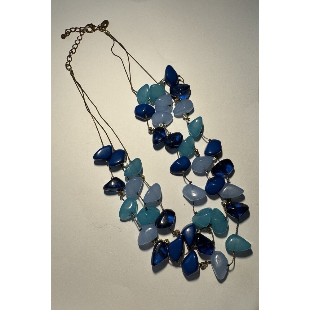 Charming Charlie Blue Multi Strand Statement Necklace Aqua Cobalt Waterfall